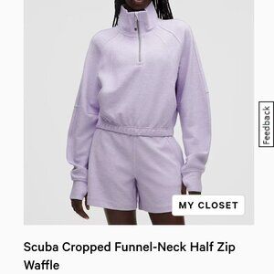 Scuba Cropped Funnel-Neck Half Zip Waffle